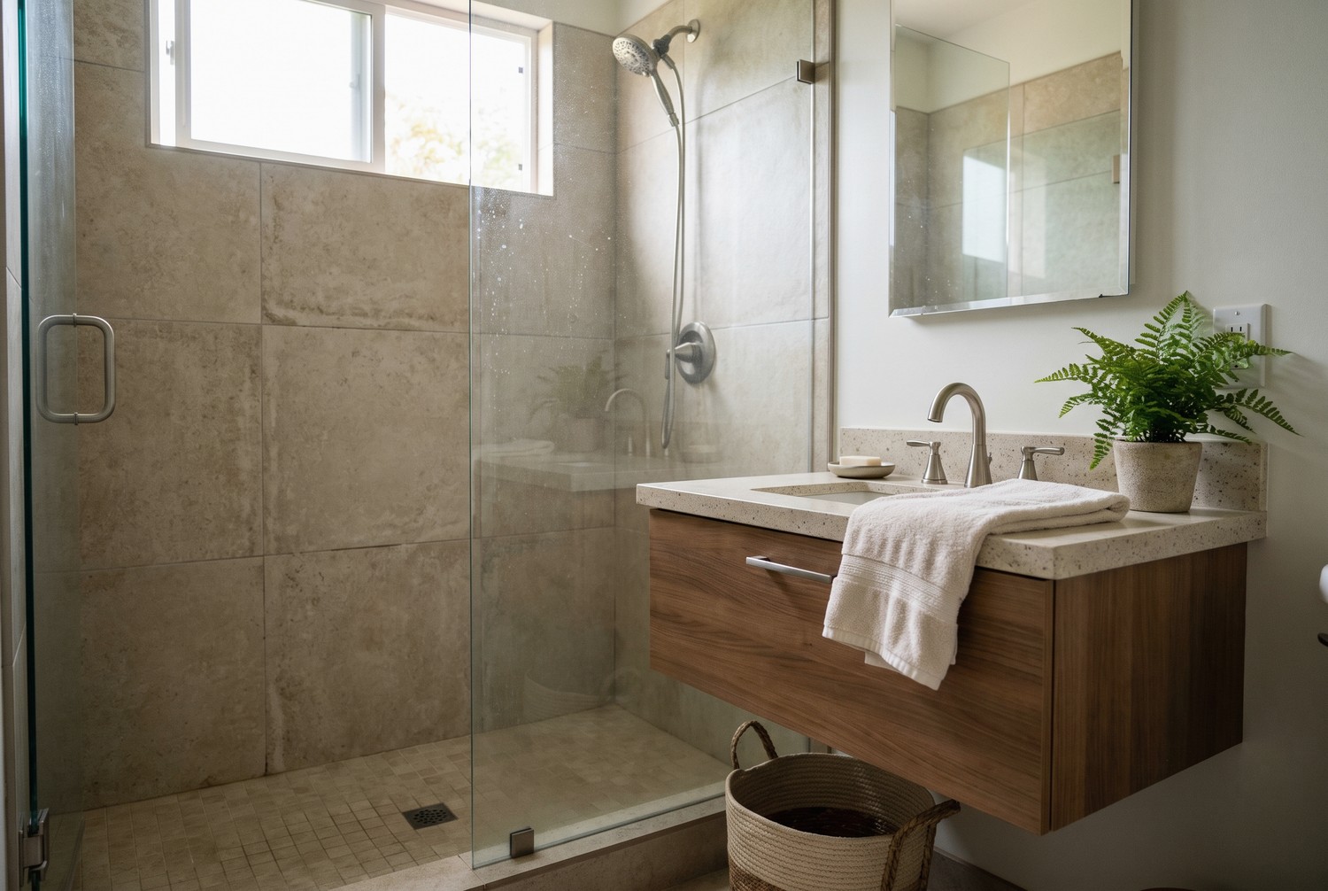 ADU interior — spa-style bathroom with walk-in shower